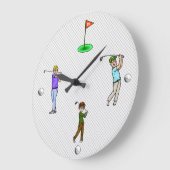 Cartoon Mannelijke Golfers Wandklok (Hoek)