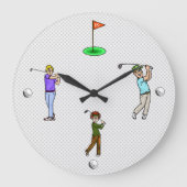 Cartoon Mannelijke Golfers Wandklok (Voorkant)
