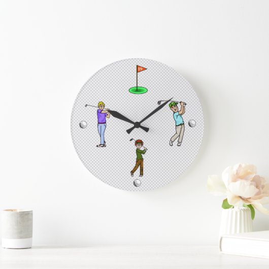 Cartoon Mannelijke Golfers Wandklok (Huis)