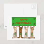 Cartoon Mannen met kerstmis Briefkaart (Voorkant / Achterkant)