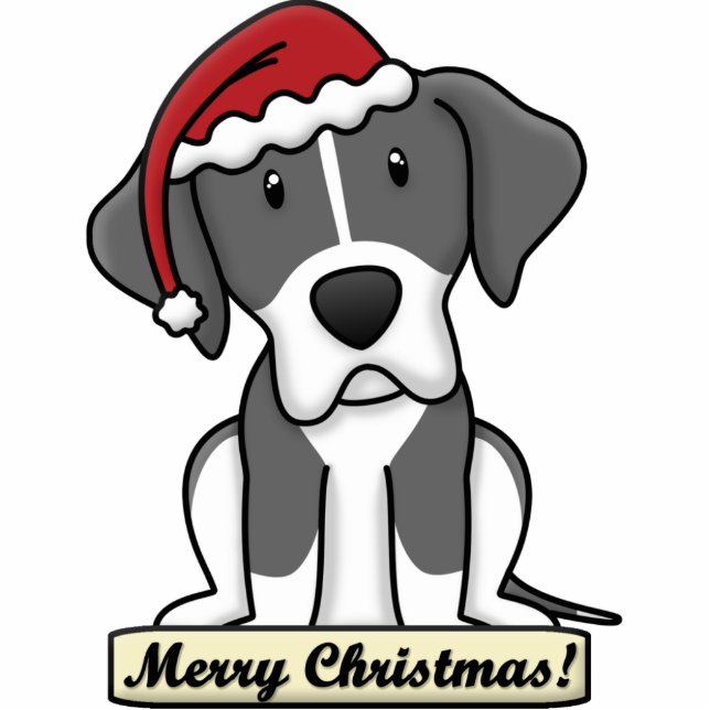 Cartoon Mantle Great Dane-kerstversiering Fotobeeldje Ornament (Voorkant)