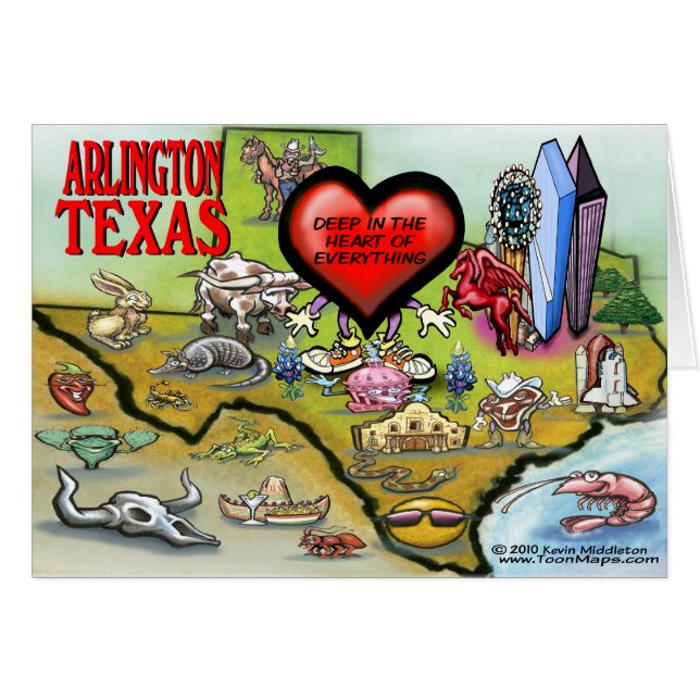 Cartoon map Arlington Texas (Voorkant Horizontaal)