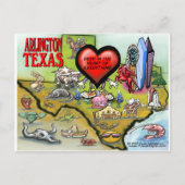 Cartoon map Arlington Texas Briefkaart (Voorkant)