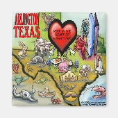 Cartoon map Arlington Texas Magneet (Voorkant)