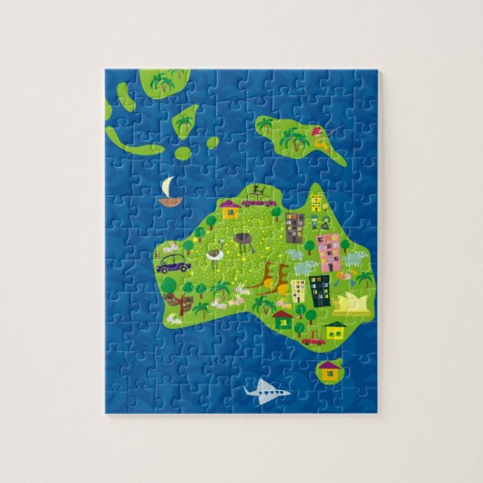 Cartoon Map of Australia and Oceania Puzzle Legpuzzel (Verticaal)