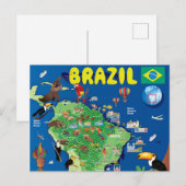Cartoon Map of Brazilië Briefkaart (Voorkant / Achterkant)