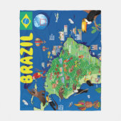 Cartoon Map of Brazilië Fleece Deken (Voorkant)