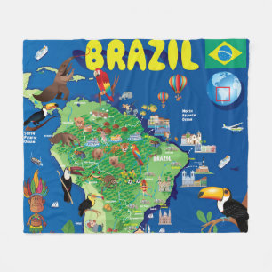 Cartoon Map of Brazilië Fleece Deken