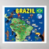 Cartoon Map of Brazilië Poster (Voorkant)