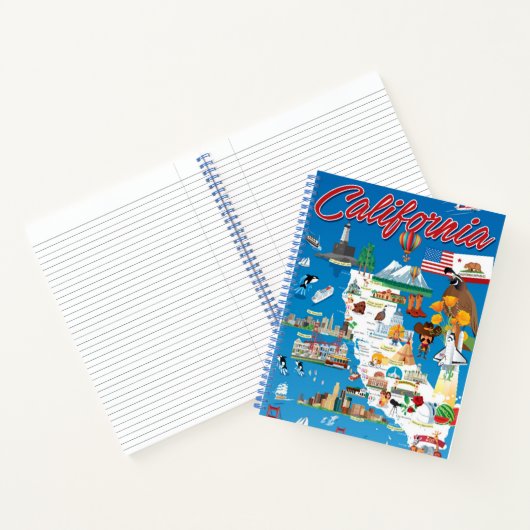 Cartoon Map of California Notitieboek (Binnen)