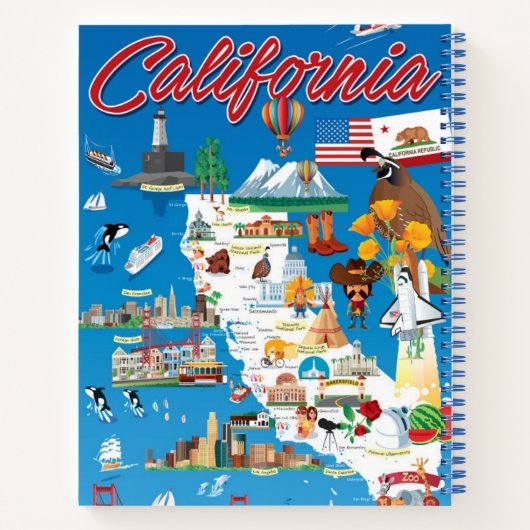 Cartoon Map of California Notitieboek (Achterkant)