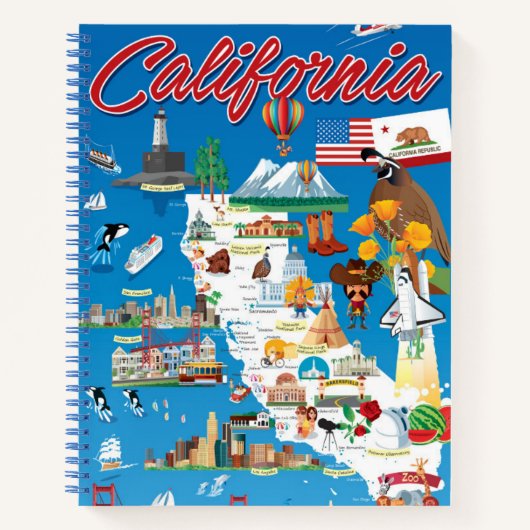 Cartoon Map of California Notitieboek (Voorkant)