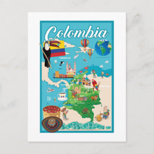 Cartoon Map of Colombia Briefkaart