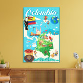 Cartoon Map of Colombia Canvas Afdruk (Insitu (Woonkamer))
