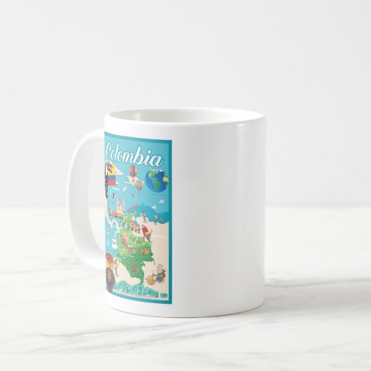 Cartoon Map of Colombia Koffiemok (Voorkant links)