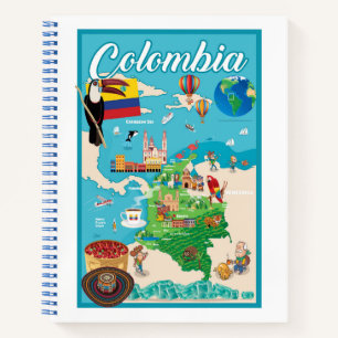 Cartoon Map of Colombia Notitieboek
