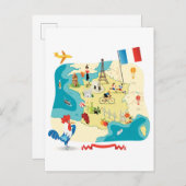 Cartoon Map of France Briefkaart (Voorkant / Achterkant)