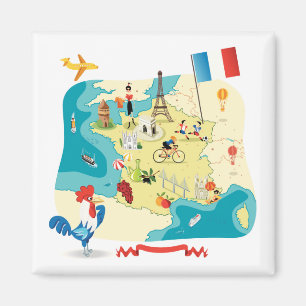 Cartoon Map of France Magneet