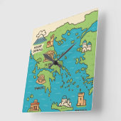 Cartoon Map of Greece – Illustrated Landmarks  Vierkante Klok (Hoek)