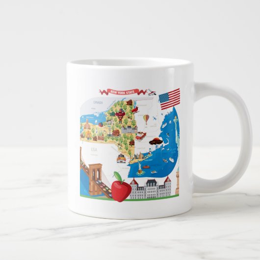 Cartoon Map of New York State Grote Koffiekop (Rechts)