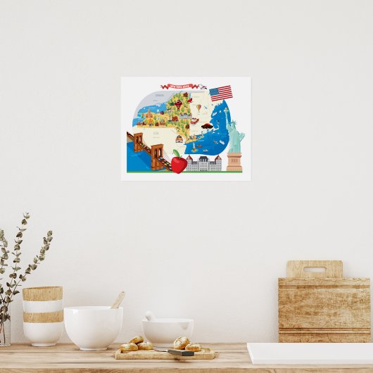 Cartoon Map of New York State Poster (Keuken)