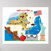 Cartoon Map of New York State Poster (Voorkant)