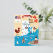 Cartoon Map of Rhode Island Briefkaart (Staand voorkant)