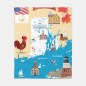 Cartoon Map of Rhode Island Fleece Deken (Voorkant)