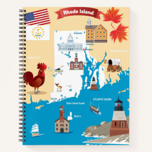 Cartoon Map of Rhode Island Notitieboek