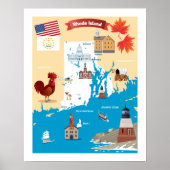 Cartoon Map of Rhode Island Poster (Voorkant)