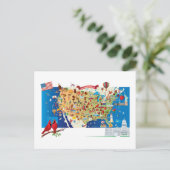 Cartoon Map of USA Briefkaart (Staand voorkant)