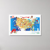 Cartoon Map of USA Canvas Afdruk (Voorkant)
