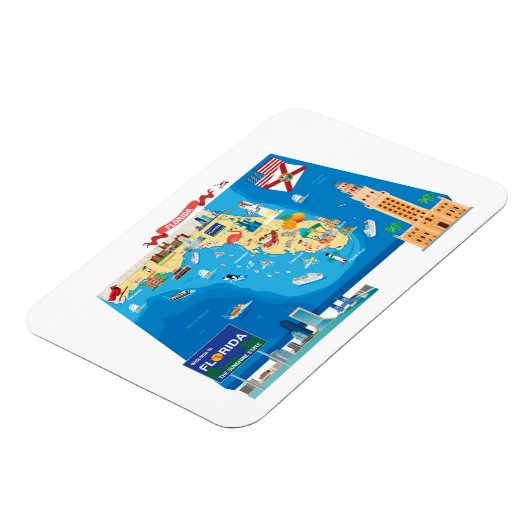 Cartoon Map van Florida Magneet (Linkerzijde)