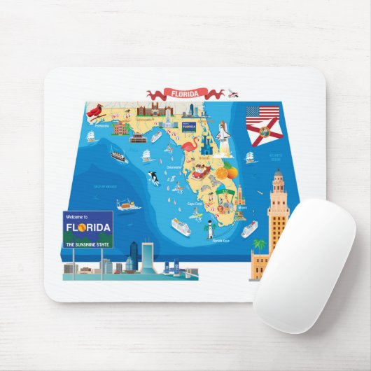 Cartoon Map van Florida Muismat (Met muis)