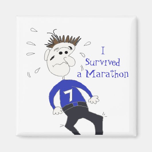Cartoon marathonloper magneet (Voorkant)