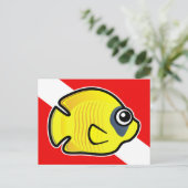 Cartoon Masked Butterflyfish Dive Flag Briefkaart (Staand voorkant)