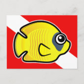 Cartoon Masked Butterflyfish Dive Flag Briefkaart (Voorkant)