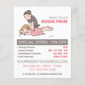 Cartoon Massage, massagetherapie, massageparlor Flyer (Voorkant)