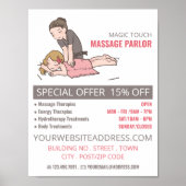 Cartoon Massage, Massagetherapie, Massagesalon Poster (Voorkant)