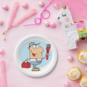 Cartoon Mechanic Papieren Bordje (Feest)