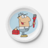 Cartoon Mechanic Papieren Bordje (Voorkant)
