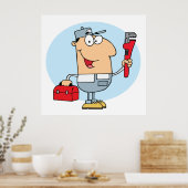 Cartoon Mechanic Poster (Keuken)