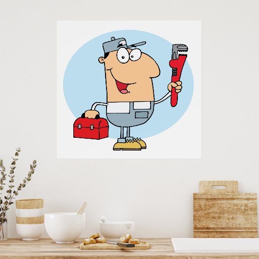 Cartoon Mechanic Poster (Keuken)