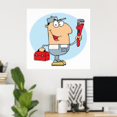 Cartoon Mechanic Poster (Thuiskantoor)
