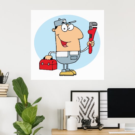 Cartoon Mechanic Poster (Thuiskantoor)