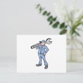 cartoon Mechanische zakenman steeksleutel Briefkaart (Staand voorkant)