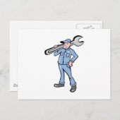 cartoon Mechanische zakenman steeksleutel Briefkaart (Voorkant / Achterkant)