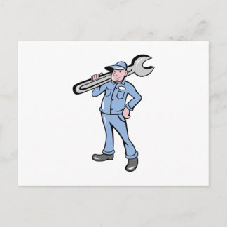 cartoon Mechanische zakenman steeksleutel Briefkaart