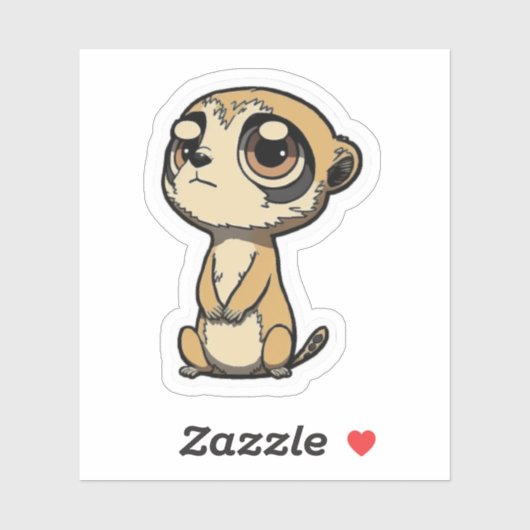 Cartoon Meerkat droevige ogen Sticker (Vel)