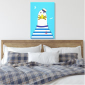 Cartoon meeuw heeft je chips gestolen Funny Seasid Canvas Afdruk (Insitu (Slaapkamer))